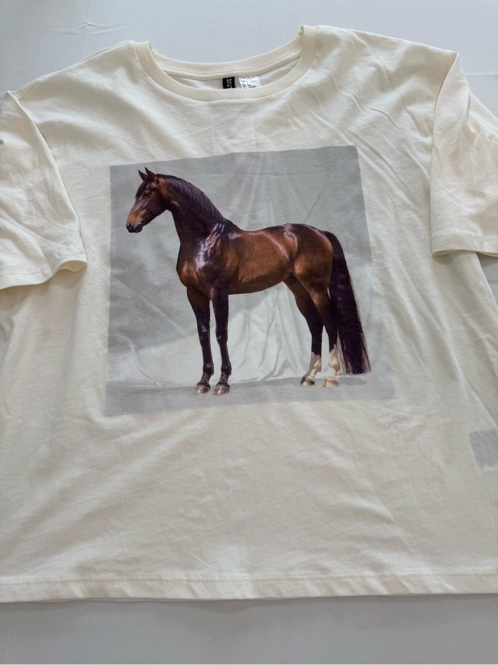 NWT H&M Cream Crewneck Graphic Tee - Picture 2 of 4